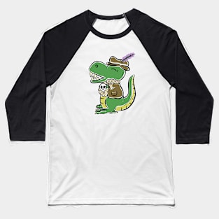 Tyrannosaurus Dinosaur The Actor Cartoon Cut Character Baseball T-Shirt